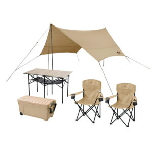 アイリスオーヤマ キャンプ用品5点セット2人用ハイタイプ C5S-2H ベージュ