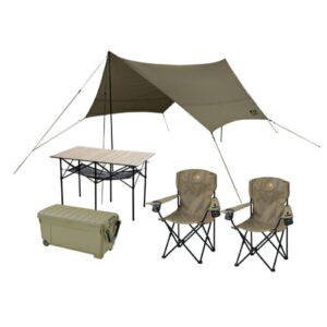 アイリスオーヤマ キャンプ用品5点セット2人用ハイタイプ C5S-2H カーキ