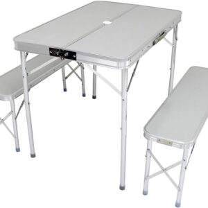 MERMONT アウトドアテーブルチェアセット 4人用 折りたたみ 90×60cm