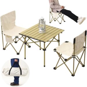 アウトドアテーブルセット ウッド天板 ベンチ付き 3点セット