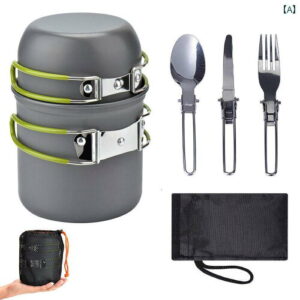 クッカー キャンプ アウトドア アウトドア キャンプ ピクニック ポット セット 1 ～ 2人用 シングル ソルジャー アドベンチャー 登山 ポータブル キャンプ用 調理 器具 食器 付き