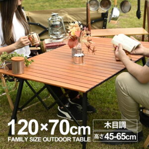 【WAKU FIMAC】ロールトップテーブル 120×70｜2人でゆったり食事できるキャンプテーブル